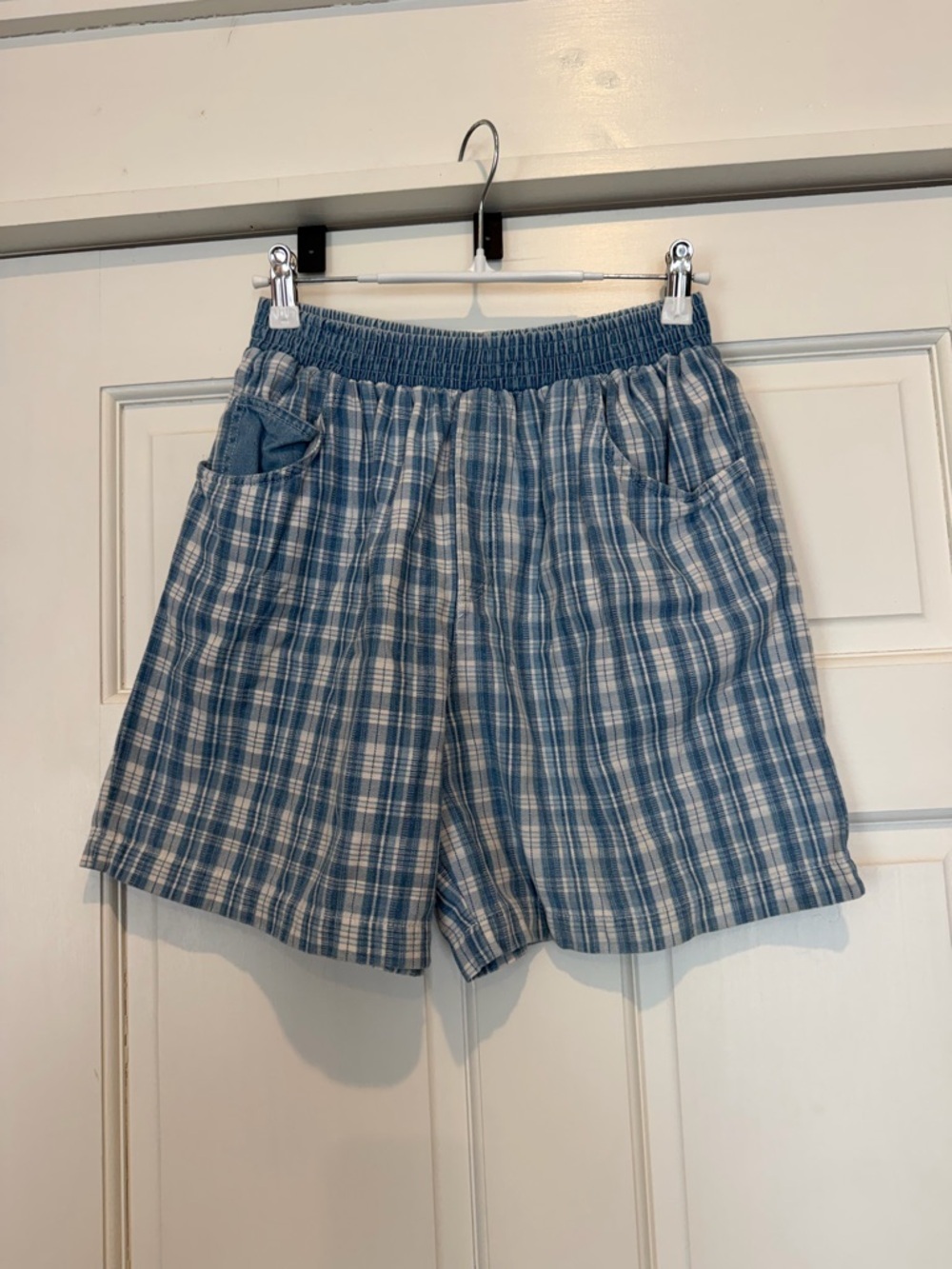 Vintage 80’s Ricki's Girls Blue Plaid Elastic-Waist Women's Shorts